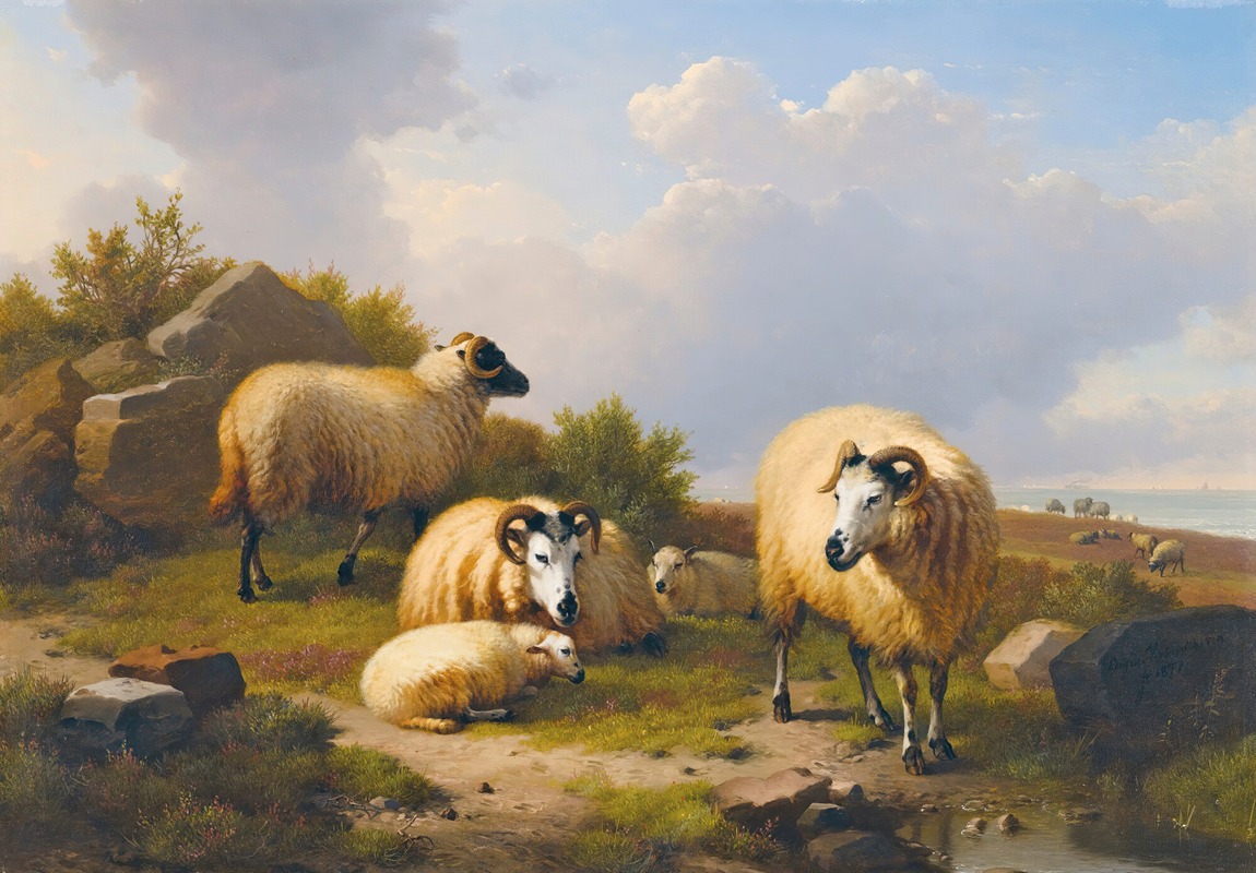 Sheep In A Scottish Landscape by Южен Жозеф Вербокховен, 1871 — digital art print download