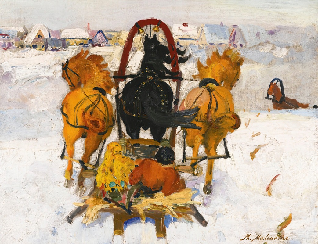 Troika In The Snow by Филипп Малявин — digital art print download
