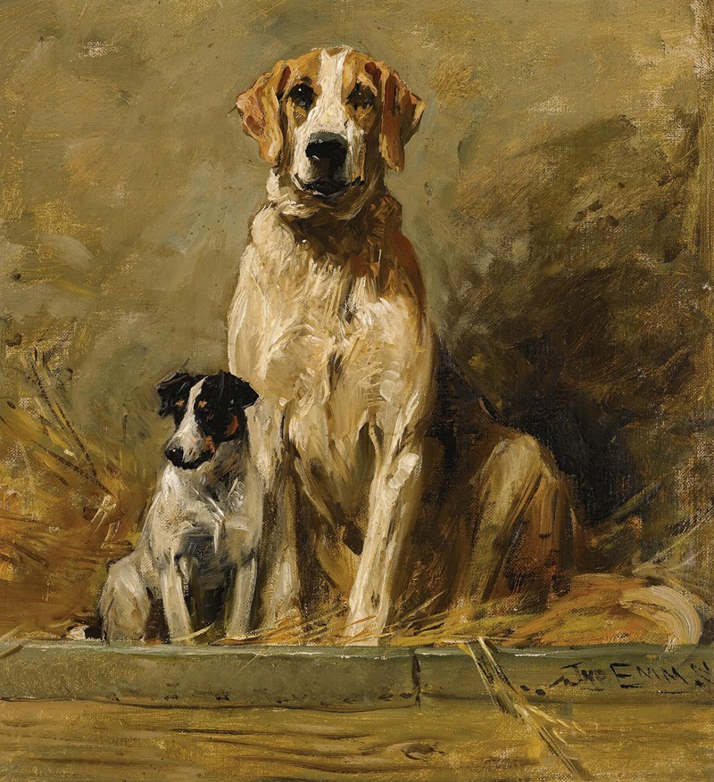 Hound And Terrier In A Kennel by Джон Эмс — digital art print download