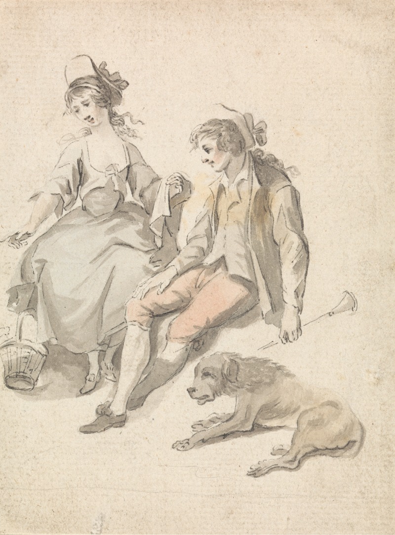 Shepherd, Shepherdess and Dog by Мишель Винсент Брандон — digital art print download