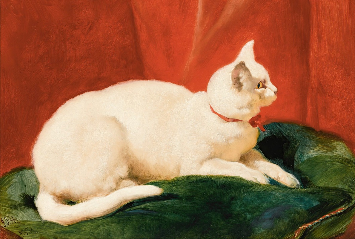 A White Cat by Джон Фредерик Херринг-старший, 1851 — digital art print download