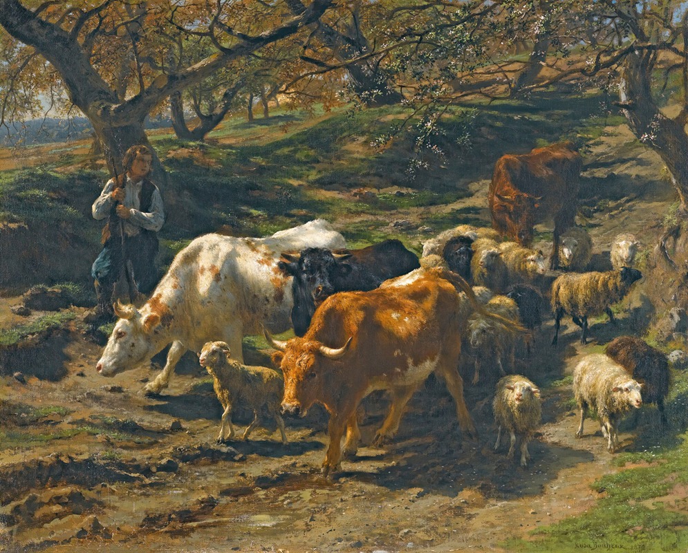 Un Berger Avec Son Troupeau by Роза Бонёр, 1852 — digital art print download