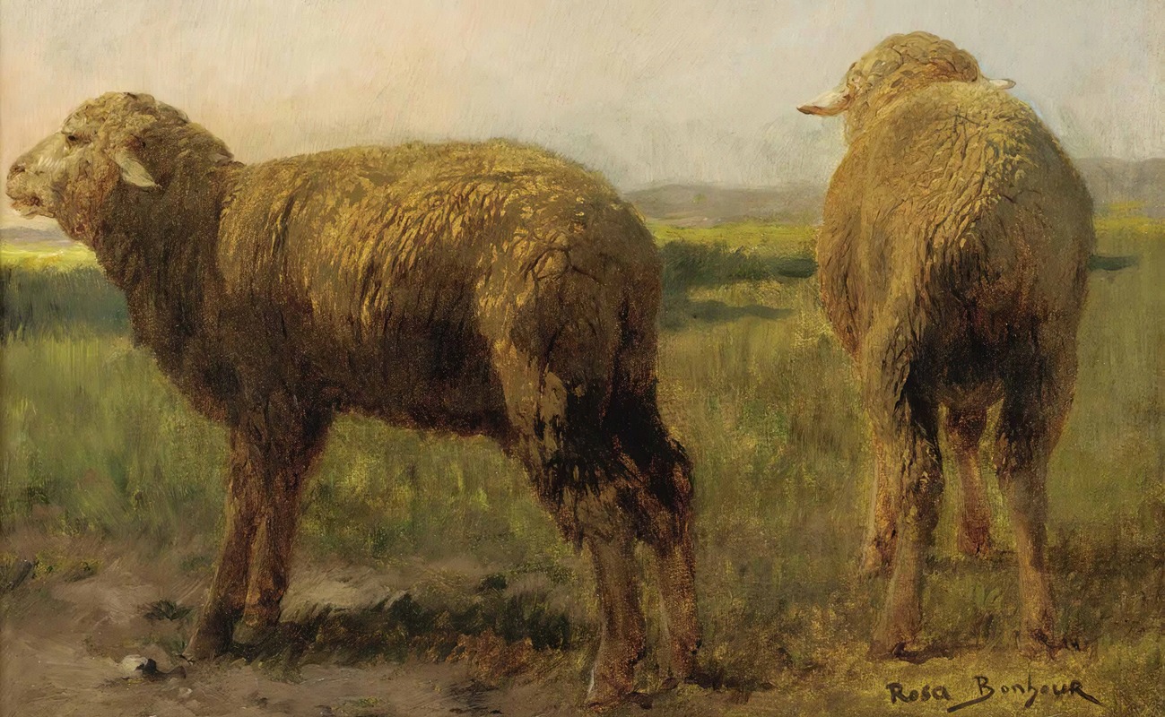 Sheep In A Meadow by Роза Бонёр — digital art print download