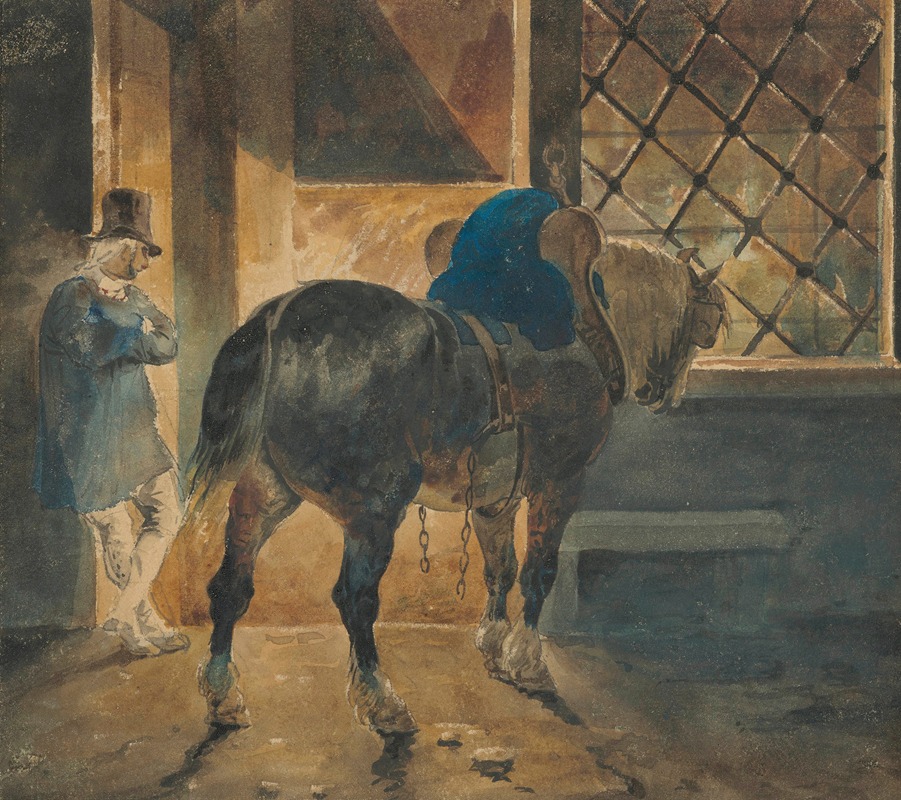 Cheval de trait à l'écurie by Теодор Жерико, 1821-1822 — digital art print download