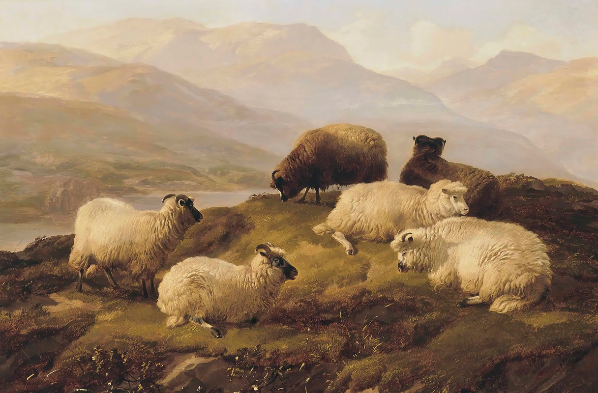 Sheep Resting In A Highland Landscape by Томас Сидни Купер, 1851 — digital art print download