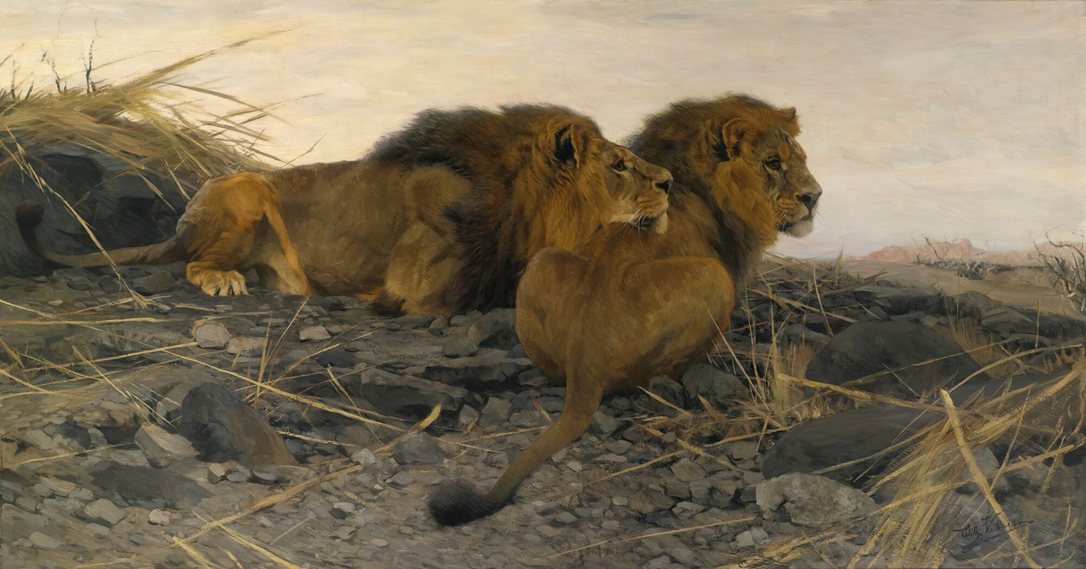 Lions At Watch by Вильгельм Кунерт — digital art print download