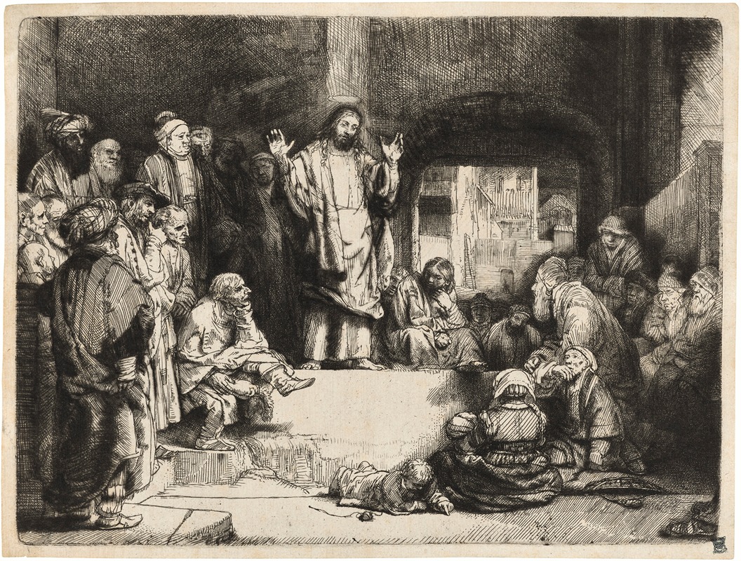 Christ preaching ('La Petite Tombe') by Рембрандт ван Рейн — digital art print download