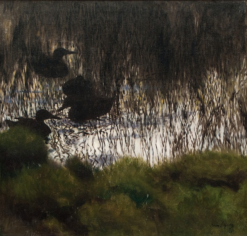 Wild Ducks in Reeds by Бруно Лильефорс, 1901 — digital art print download