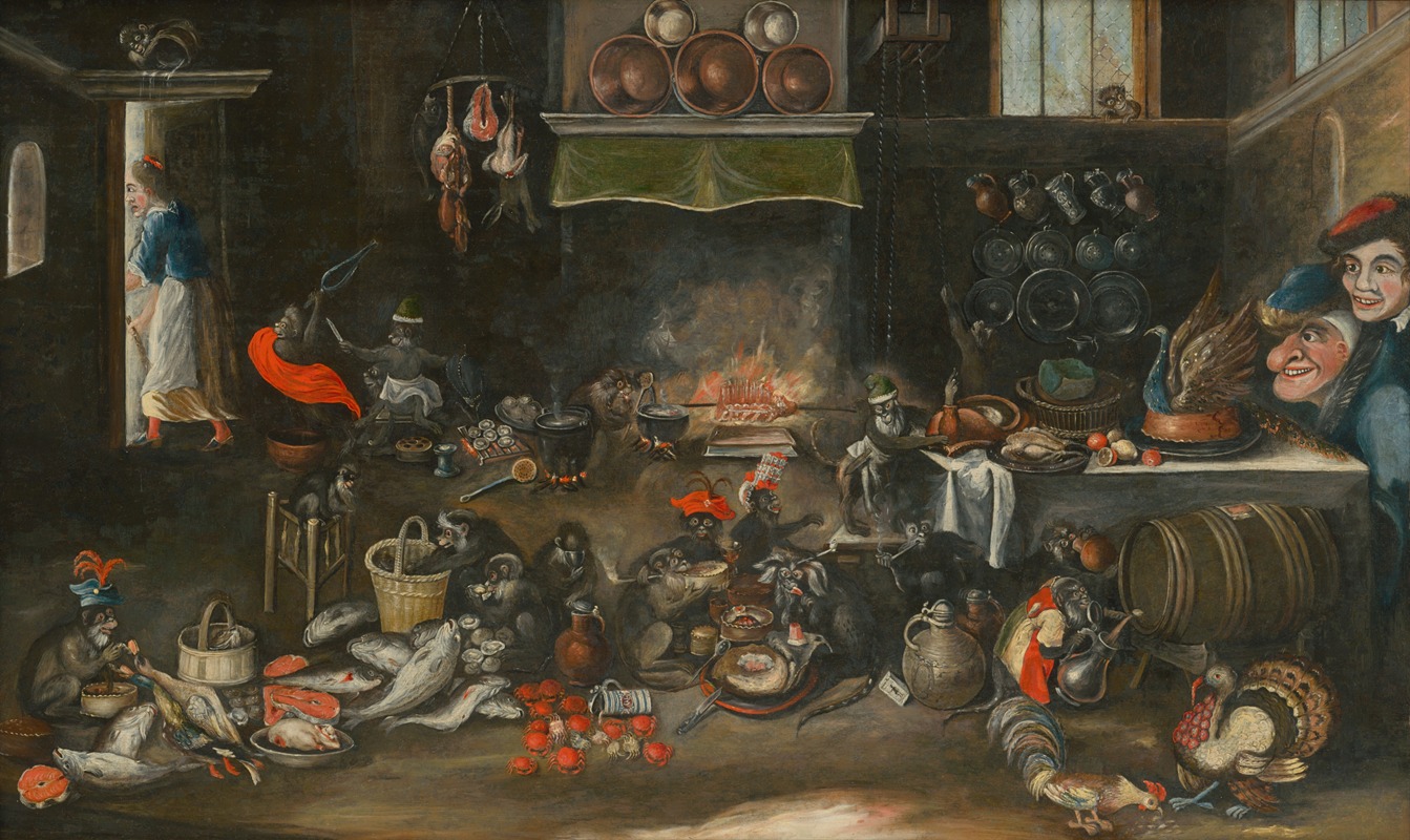 Monkeys in the Kitchen by Circle of Frans Francken the Younger, 1620–1640 — digital art print download