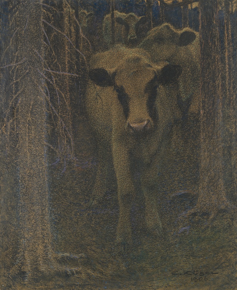 Cows in the Woods by Ernst Küsel, 1906 — digital art print download
