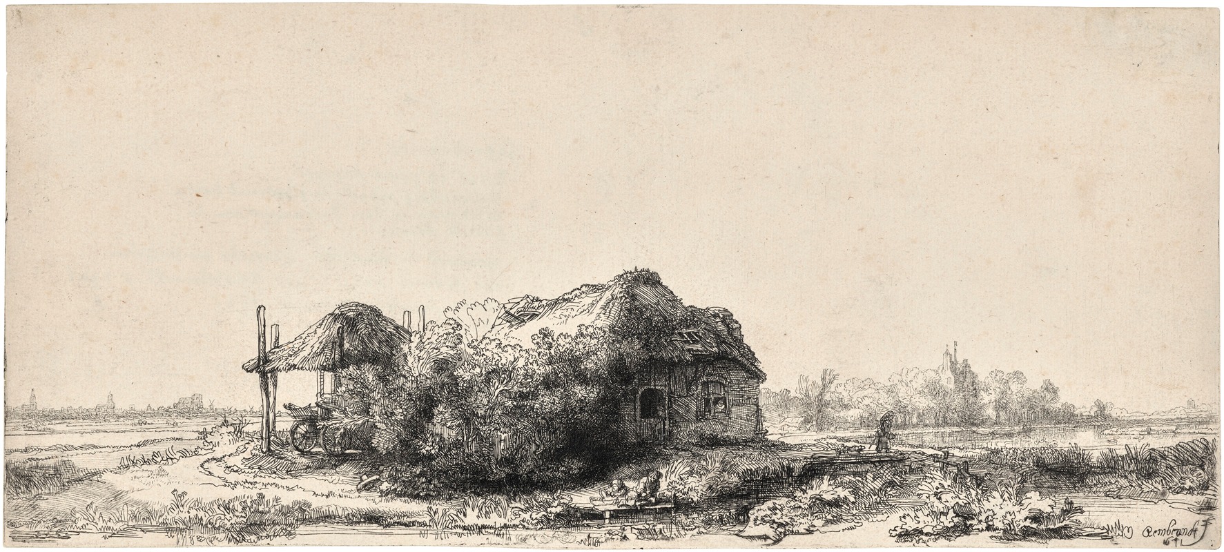 Landscape with Cottages and a Hay Barn — Rembrandt van Rijn
