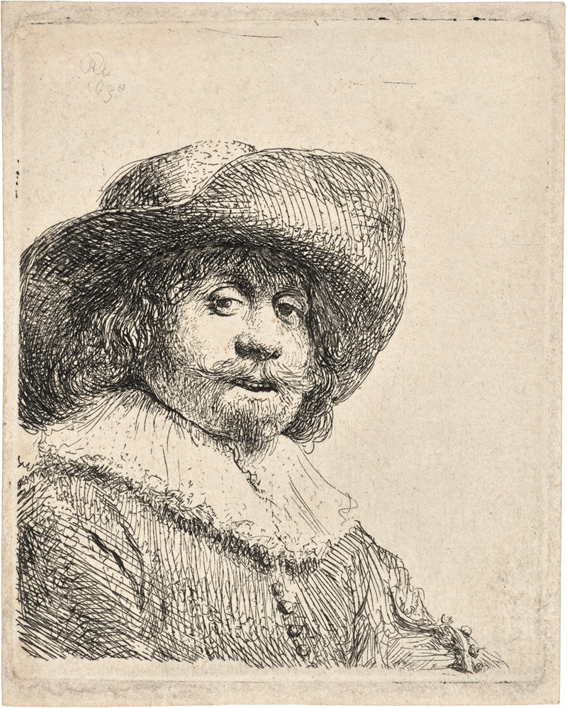 Man in a broad-brimmed Hat by Рембрандт ван Рейн, 1630 — digital art print download
