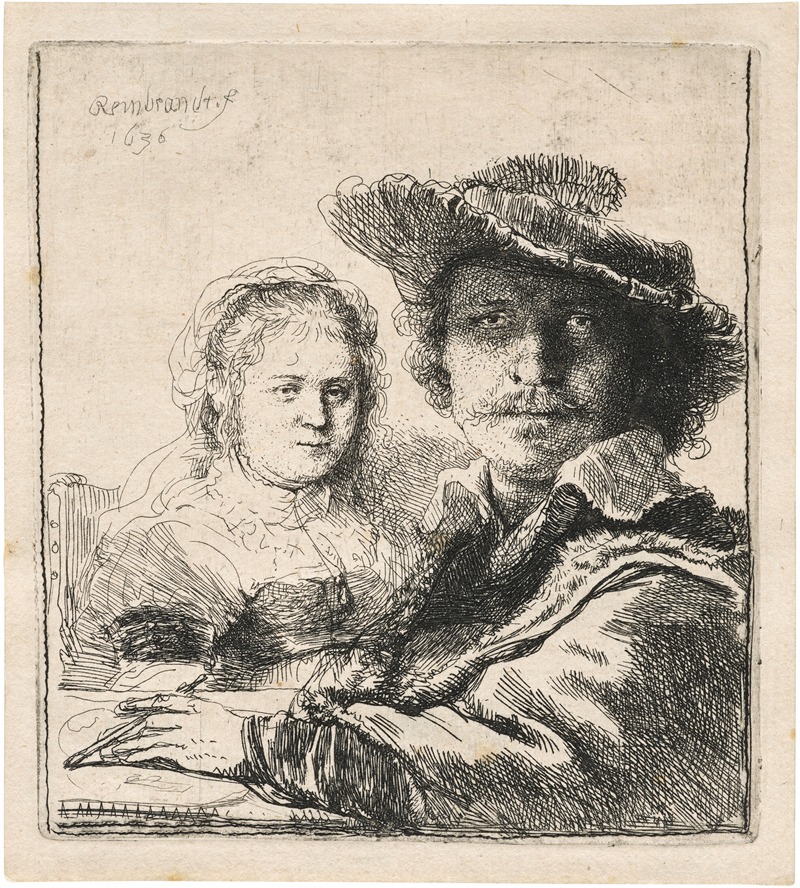Self-Portrait with Saskia by Рембрандт ван Рейн, 1636 — digital art print download