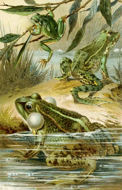Rana esculenta, Rana esculenta ridibunda, Hyla arborea by Bruno Dürigen, 1897 — digital art print download