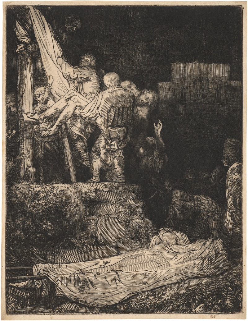 The Descent from the Cross by Torchlight by Рембрандт ван Рейн, 1654 — digital art print download