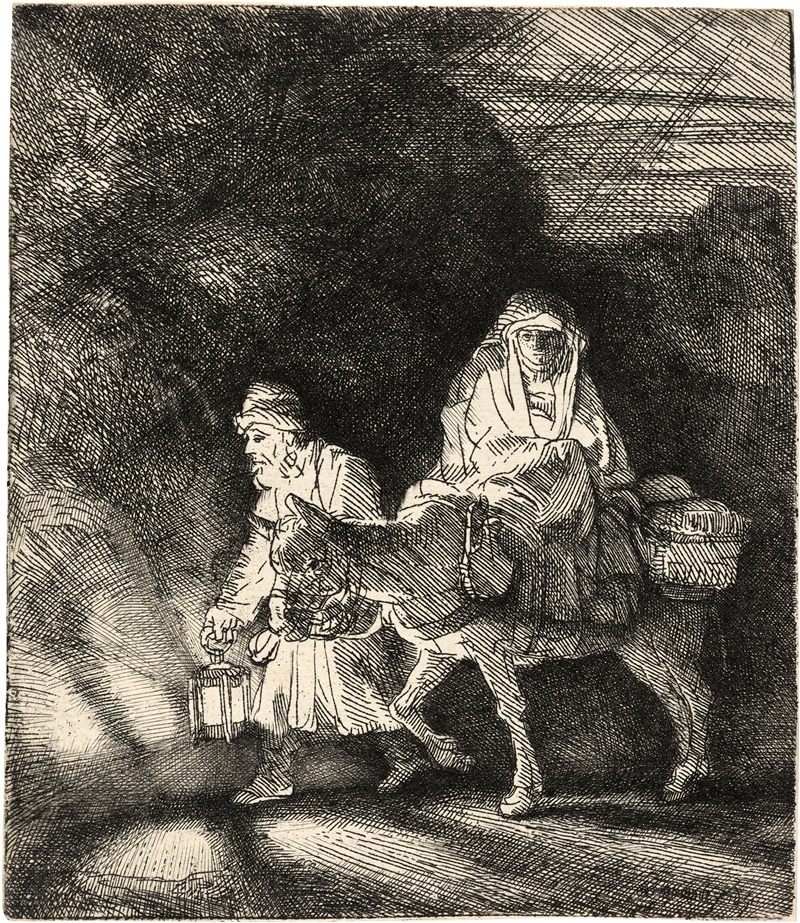 The Flight into Egypt: a Night Piece by Рембрандт ван Рейн, 1651 — digital art print download