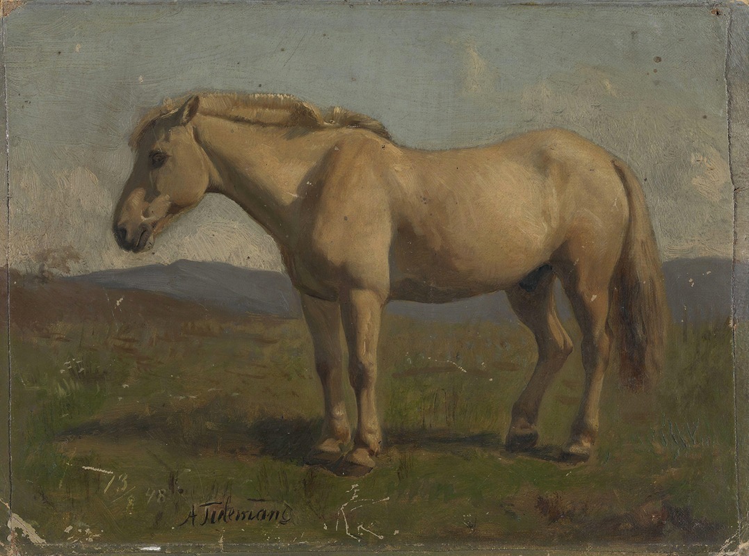 A Dun Horse by Adolph Tidemand, 1848 — digital art print download