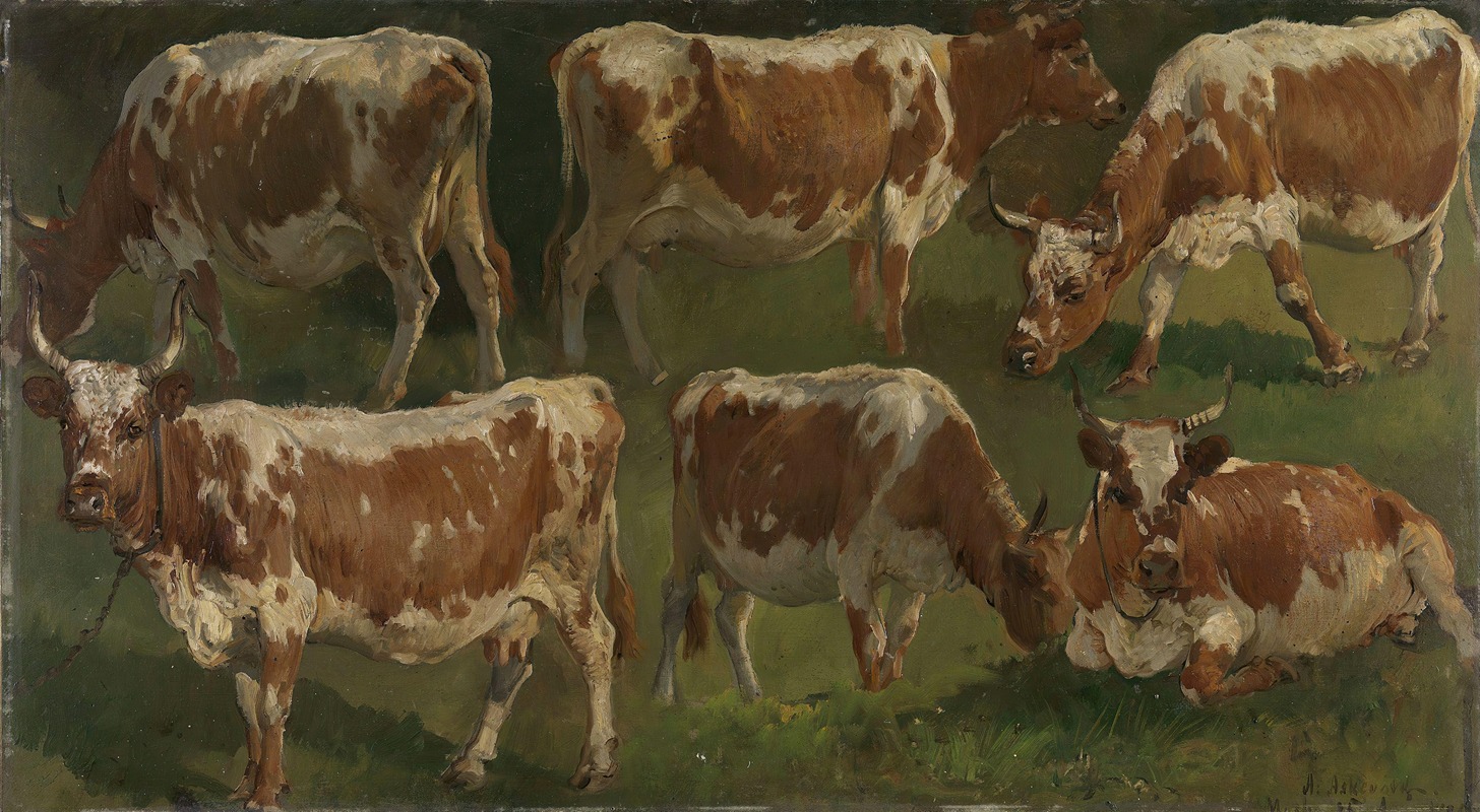 Study of Cows by Anders Askevold, 1884 — digital art print download