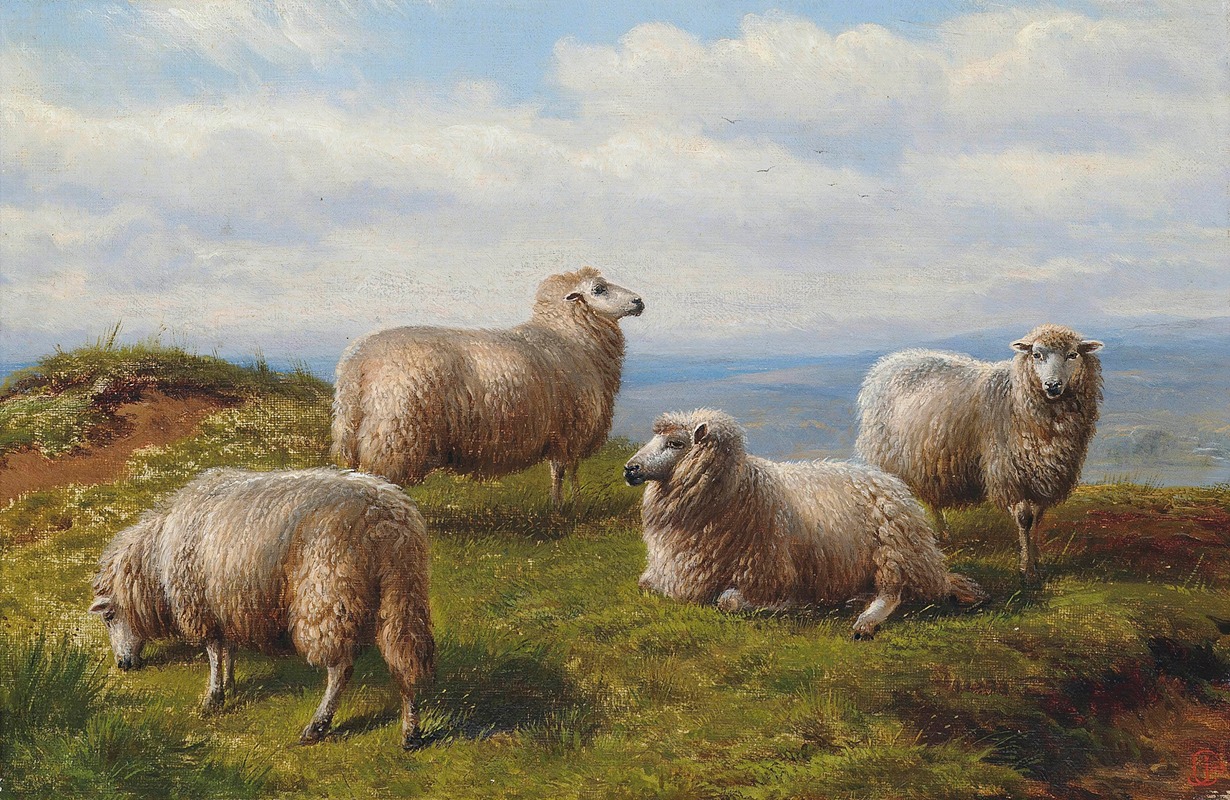 Sheep on the hill by Шарль Джонс, 1883 — digital art print download