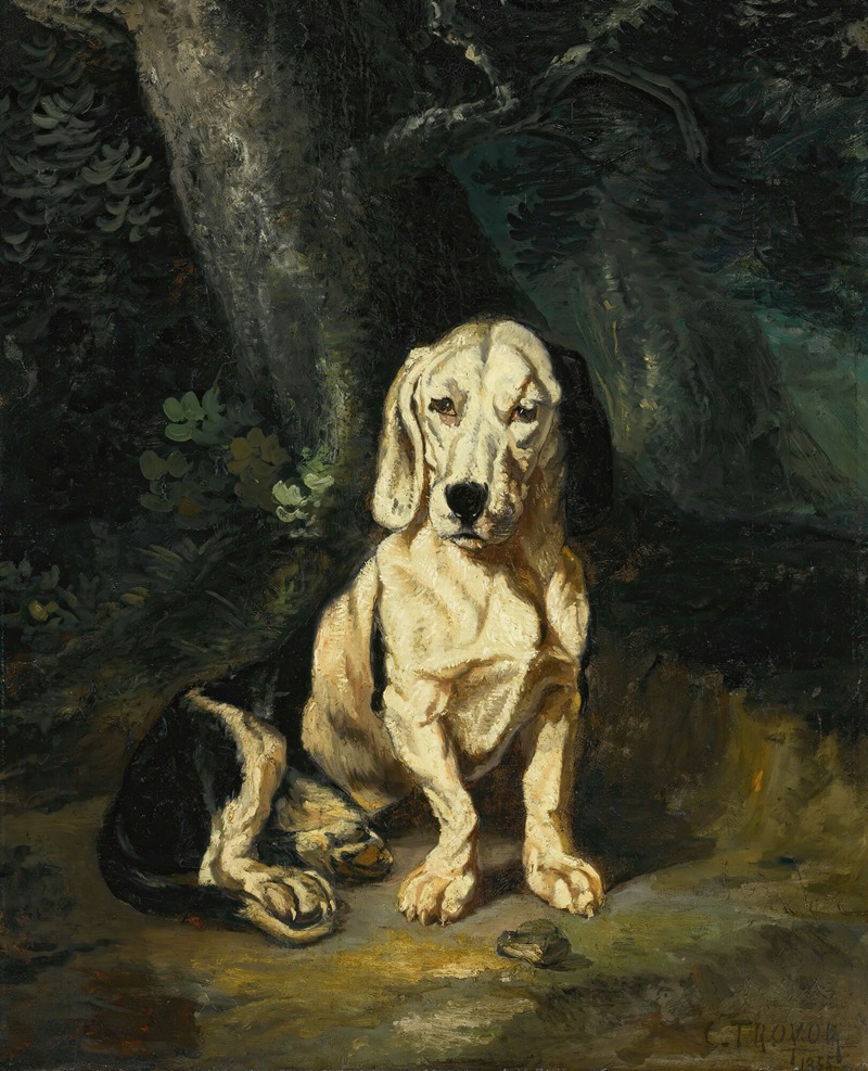 A Seated Basset Hound by Констант Труайон, 1855 — digital art print download