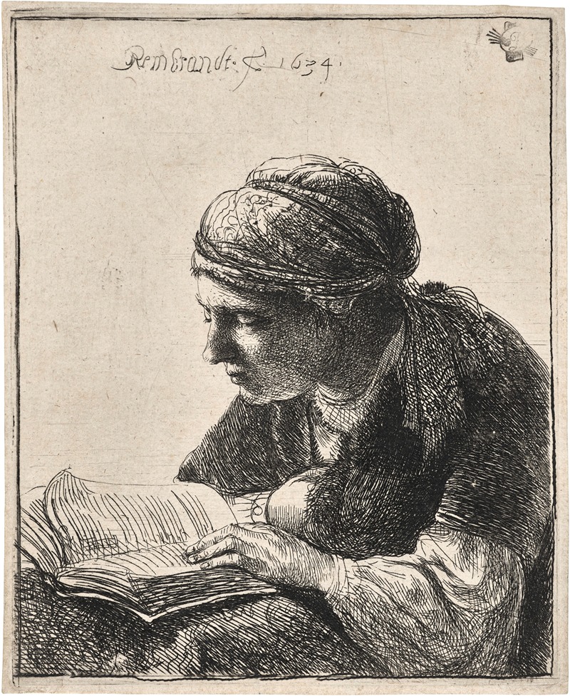 Woman reading by Рембрандт ван Рейн, 1634 — digital art print download