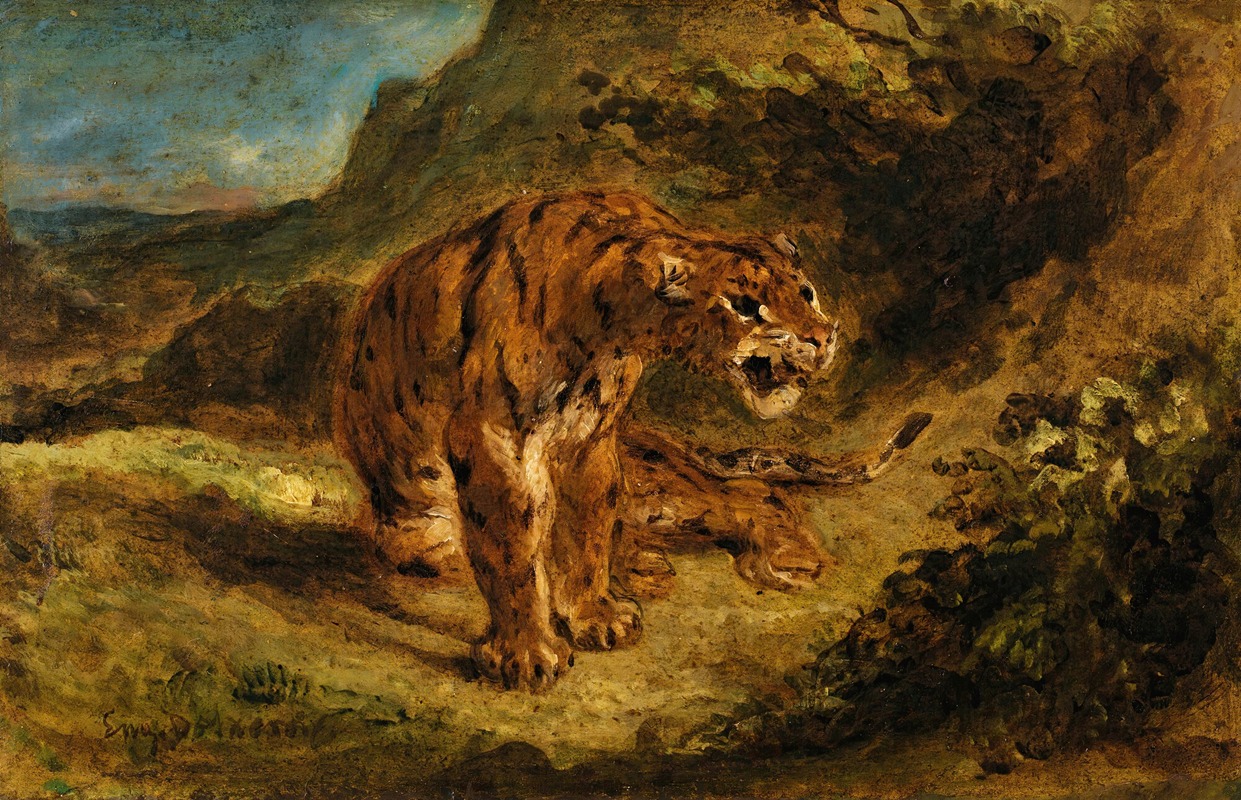 Tiger On The Look-Out by Эжен Делакруа — digital art print download