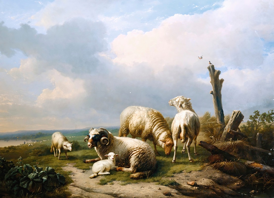 Sheep In A Landscape by Eugène Joseph Verboeckhoven, 1853 — digital art print download