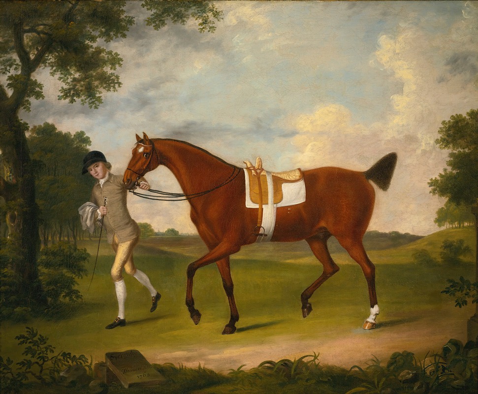 Sprightly, A Lady's Hack Held By A Groom In A Landscape — Francis Stringer