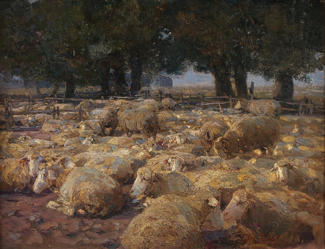 Schafpark (Heidemoor) by Генрих фон Цюгель, 1898 — digital art print download