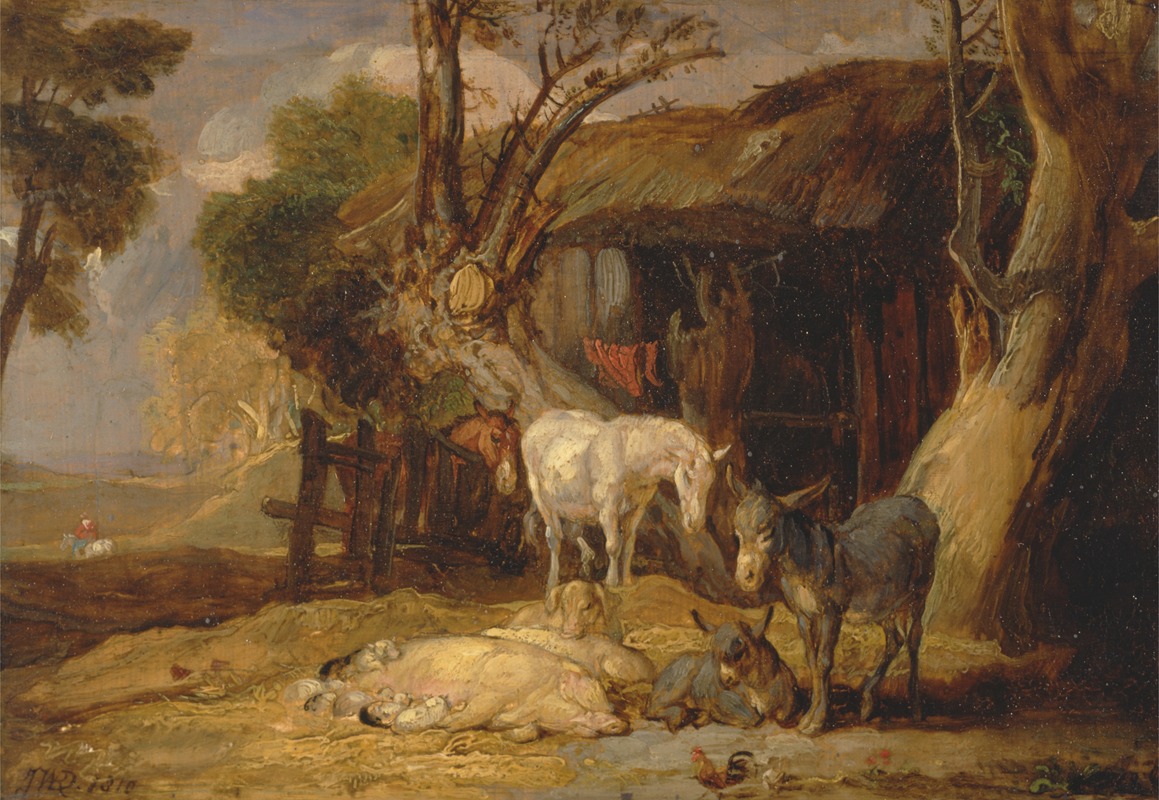 The Straw Yard by Джеймс Уорд, 1810 — digital art print download