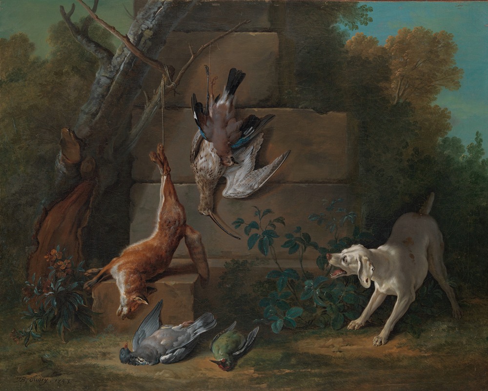 Dog Guarding Dead Game by Jean-Baptiste Oudry, 1753 — digital art print download
