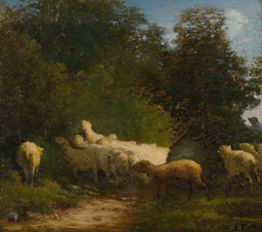 Sheep Grazing Along A Hedgerow by Жан-Франсуа Миле — digital art print download