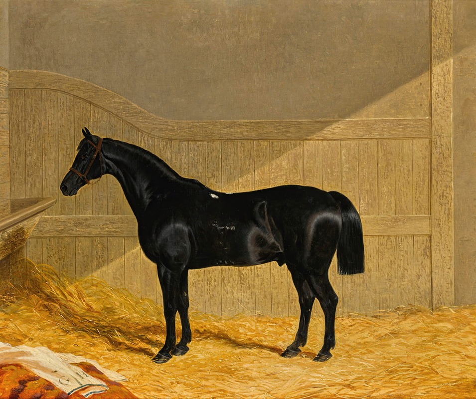 Black Horse In A Stable by Джон Фредерик Херринг-старший, 1830 — digital art print download