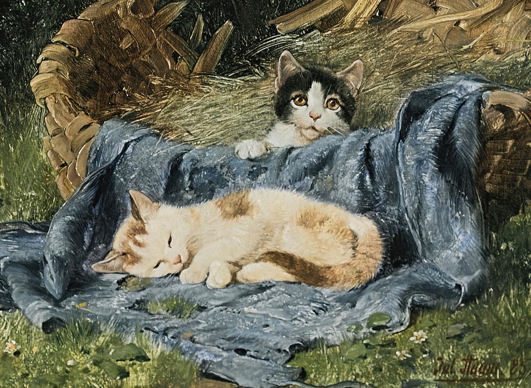 Two Kittens by Julius Adam the younger, 1885 — digital art print download
