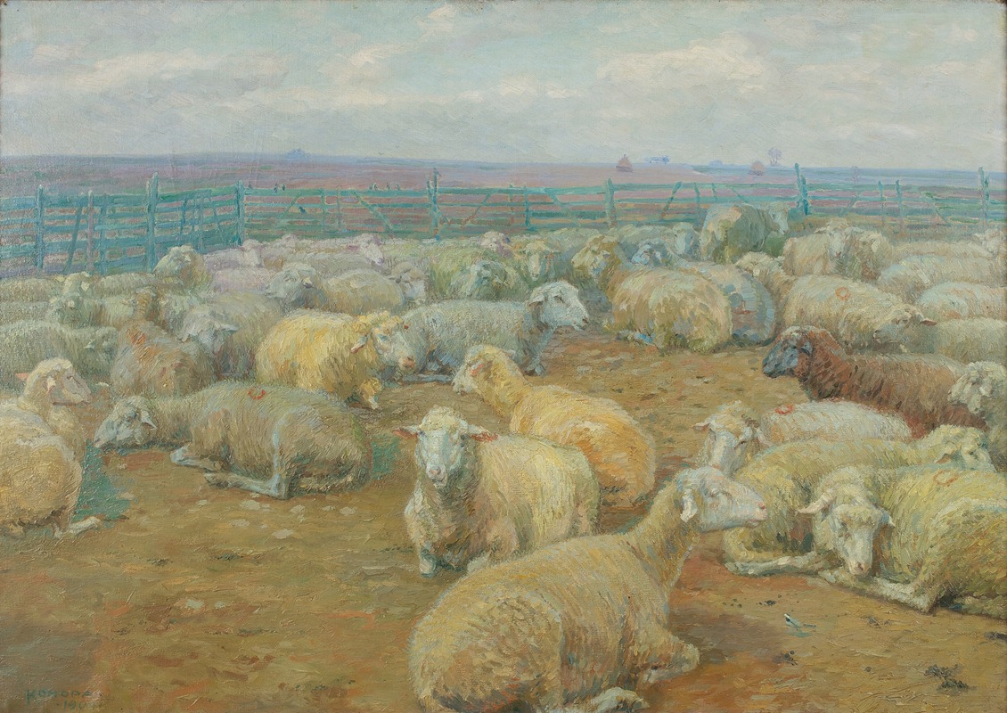 Flock of Sheep by Рудольф Конопа, 1904 — digital art print download