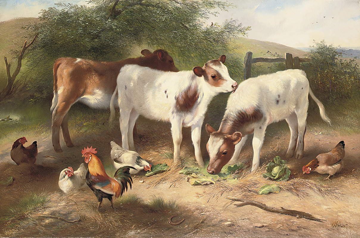 Farmyard friends by Walter Hunt, 1921 — digital art print download