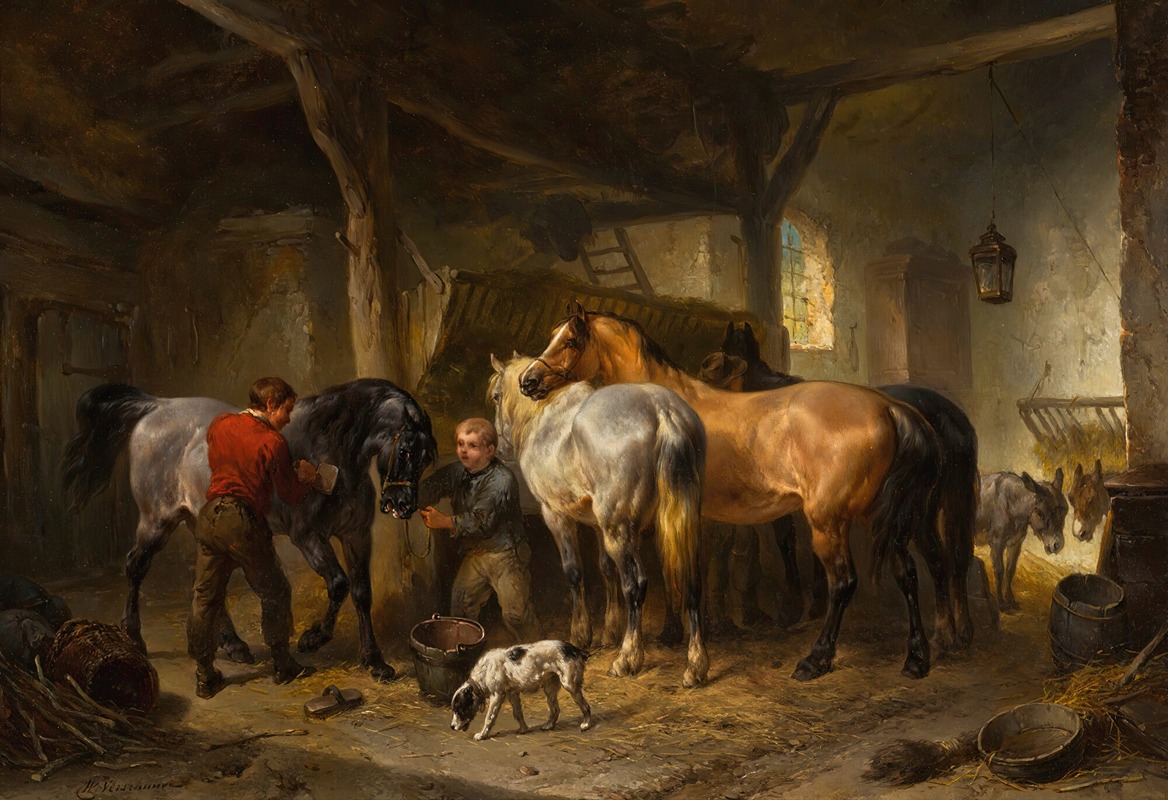 Horses In A Stable by Вутерус Версхур — digital art print download