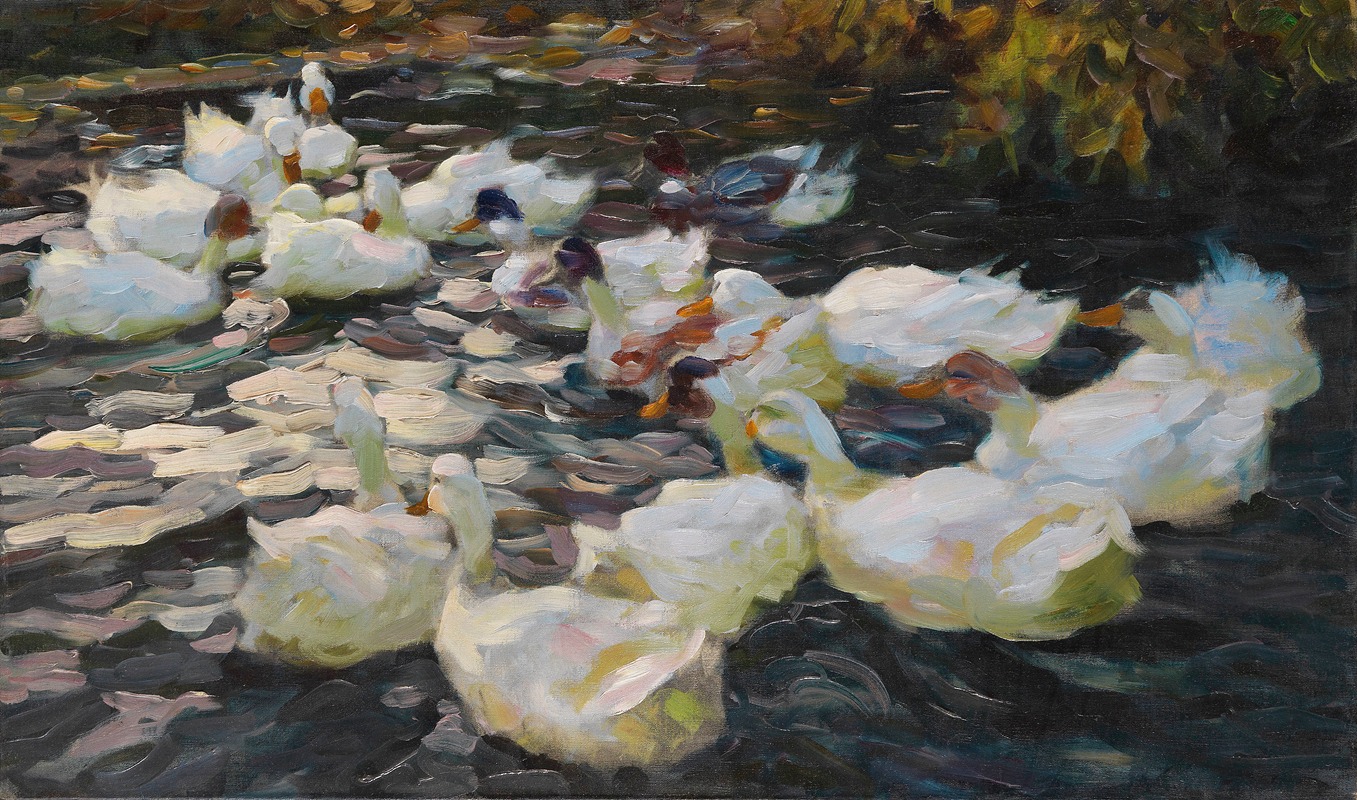 Ducks in the evening sun by Александр Кёстер, 1914 — digital art print download