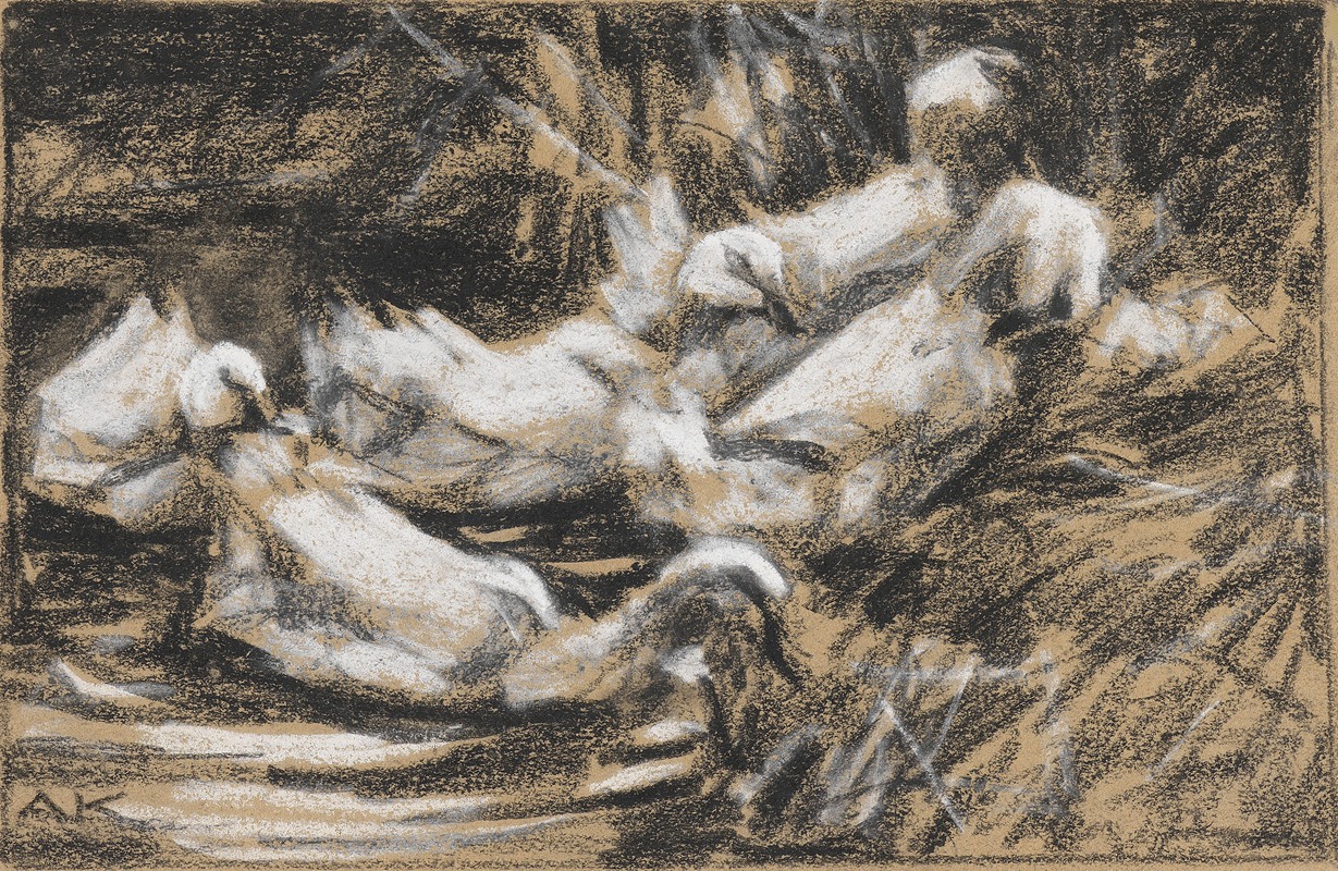 Sechs Enten am Schilfufer by Александр Кёстер, 1900 — digital art print download