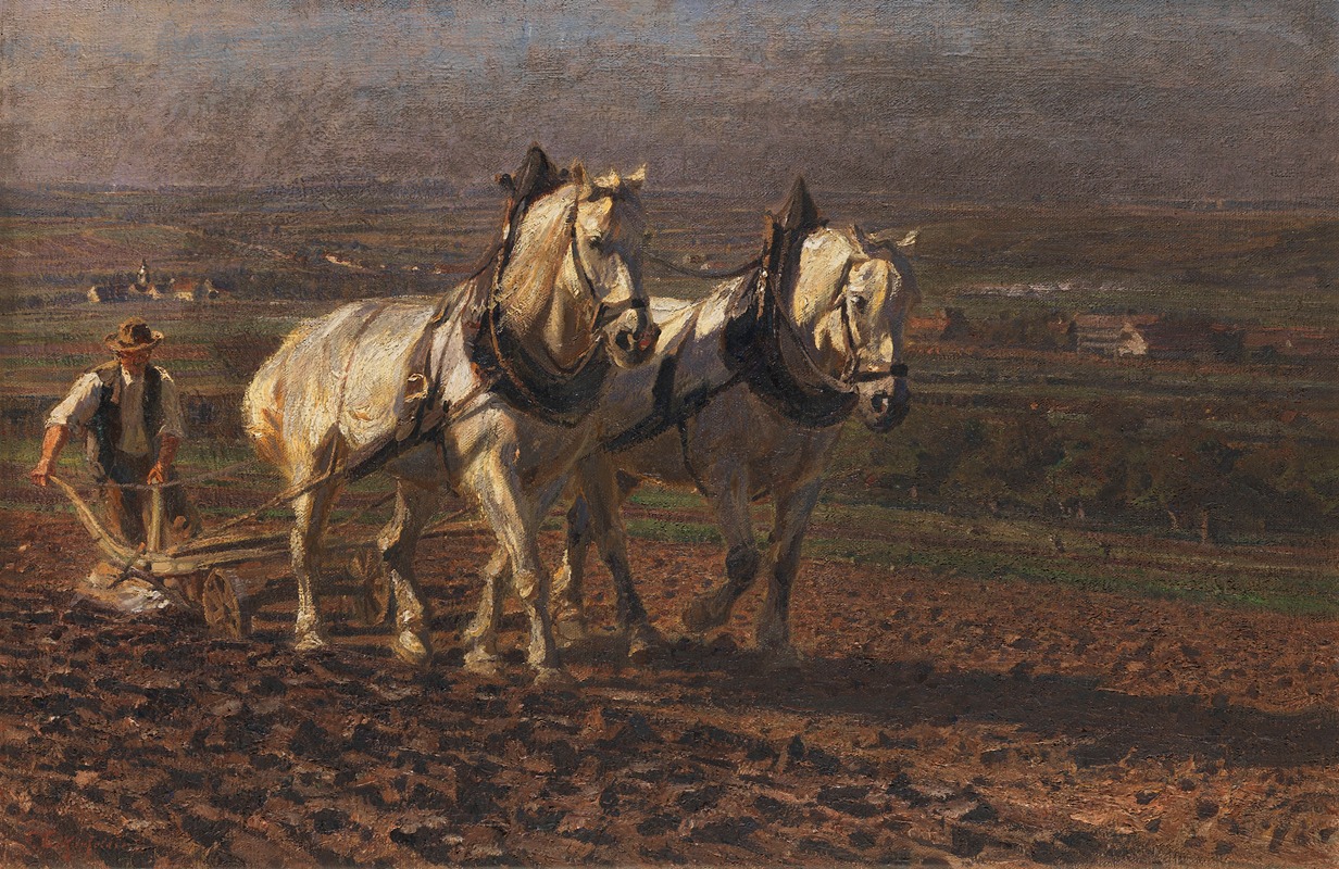 Bauer mit Pferdegespann by Friedrich Eckenfelder, 1900 — digital art print download