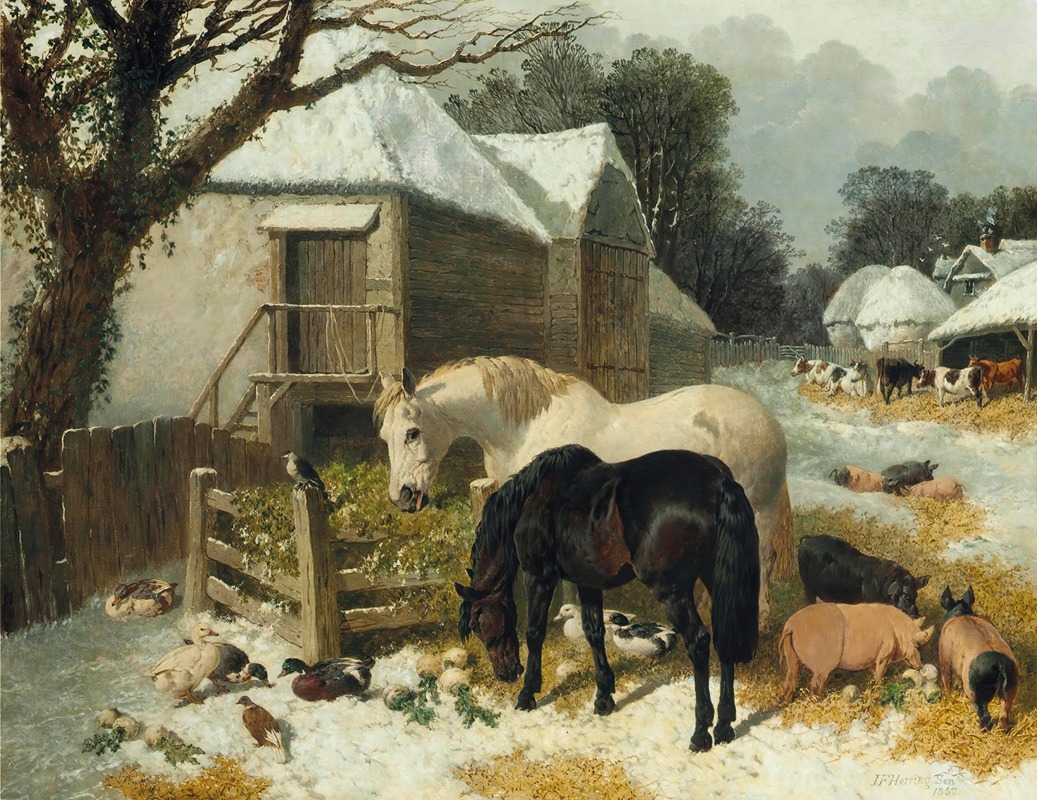 The Old Farmstead, winter-time by John Frederick Herring Jr. — digital art print download