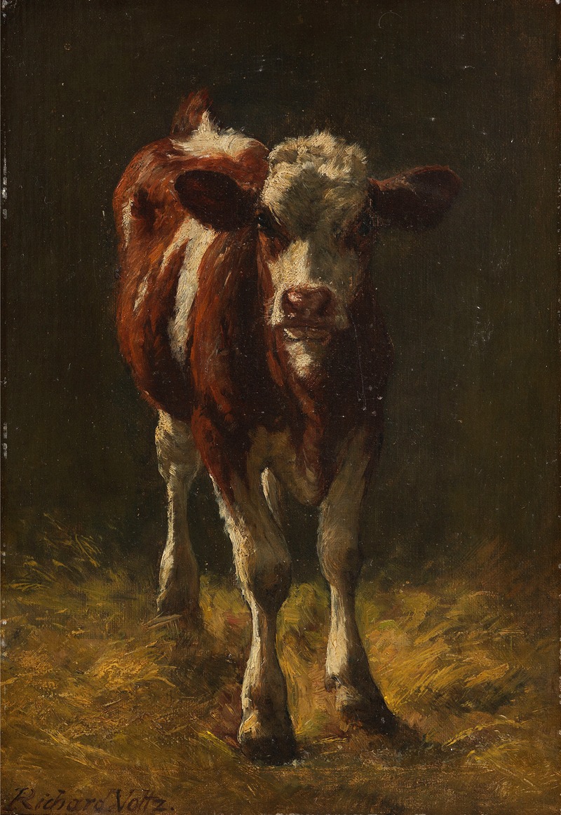 Kälbchen im Stall by Ричард Вольц, 1900 — digital art print download