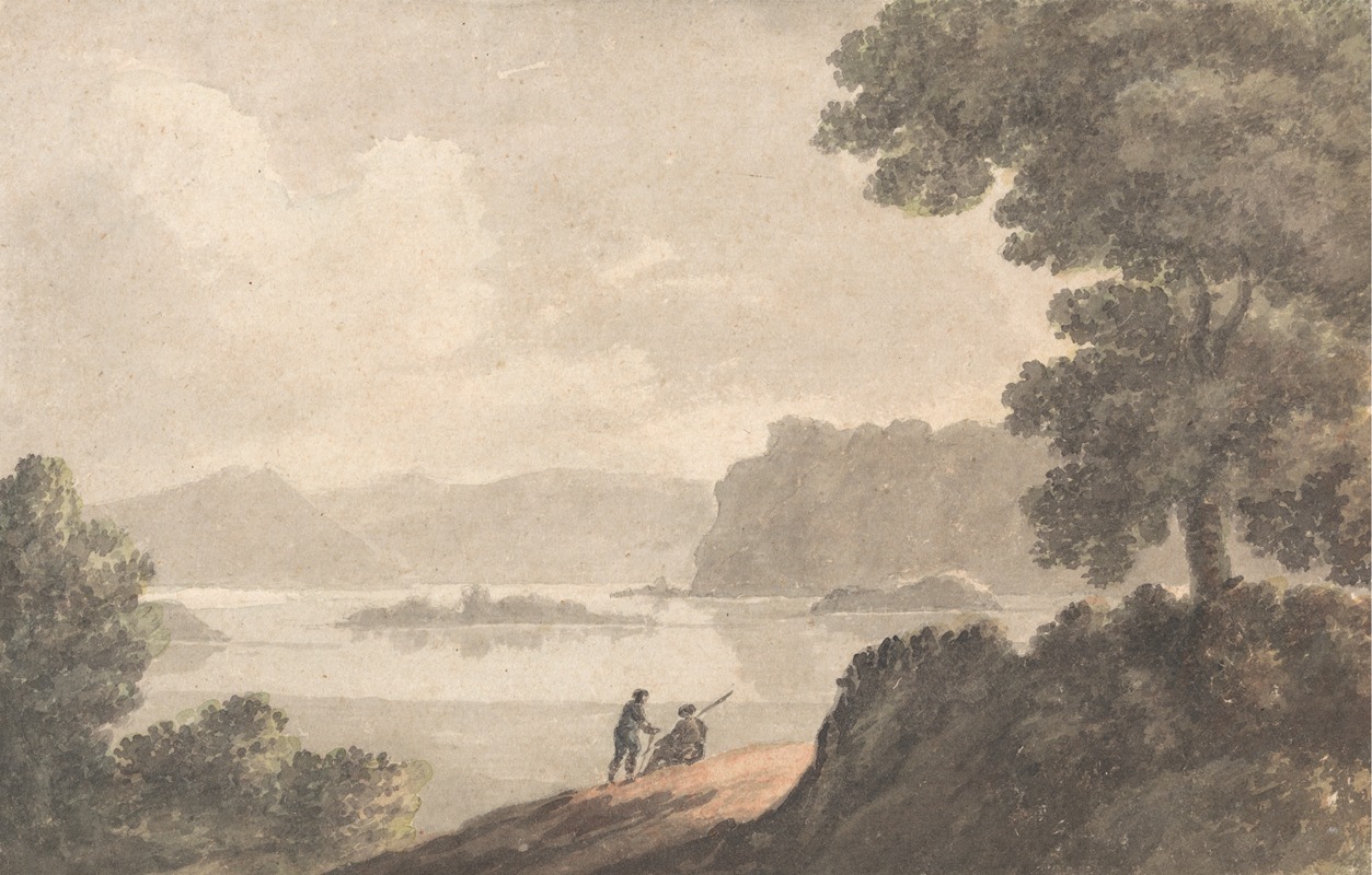 Figures in a Lakeside Romantic Landscape by Роберт Адам, 1787 — digital art print download