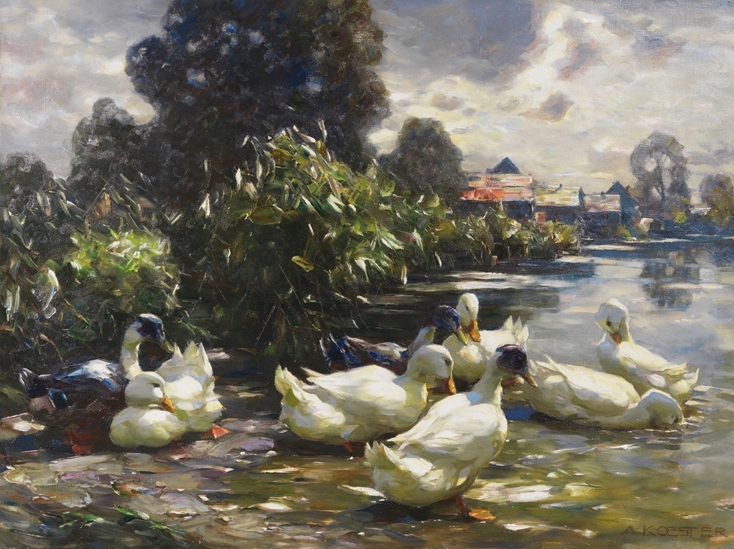 Acht Enten am Wasser by Александр Кёстер, 1915-1920 — digital art print download