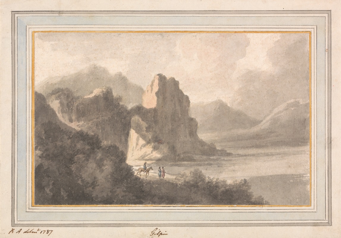 Figures in a Rocky Romantic Landscape by Роберт Адам, 1787 — digital art print download