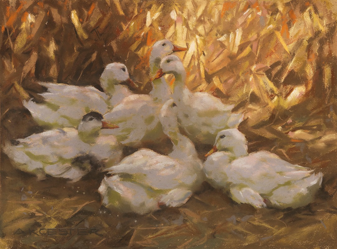 Sechs Enten im Stroh by Александр Кёстер, 1900 — digital art print download