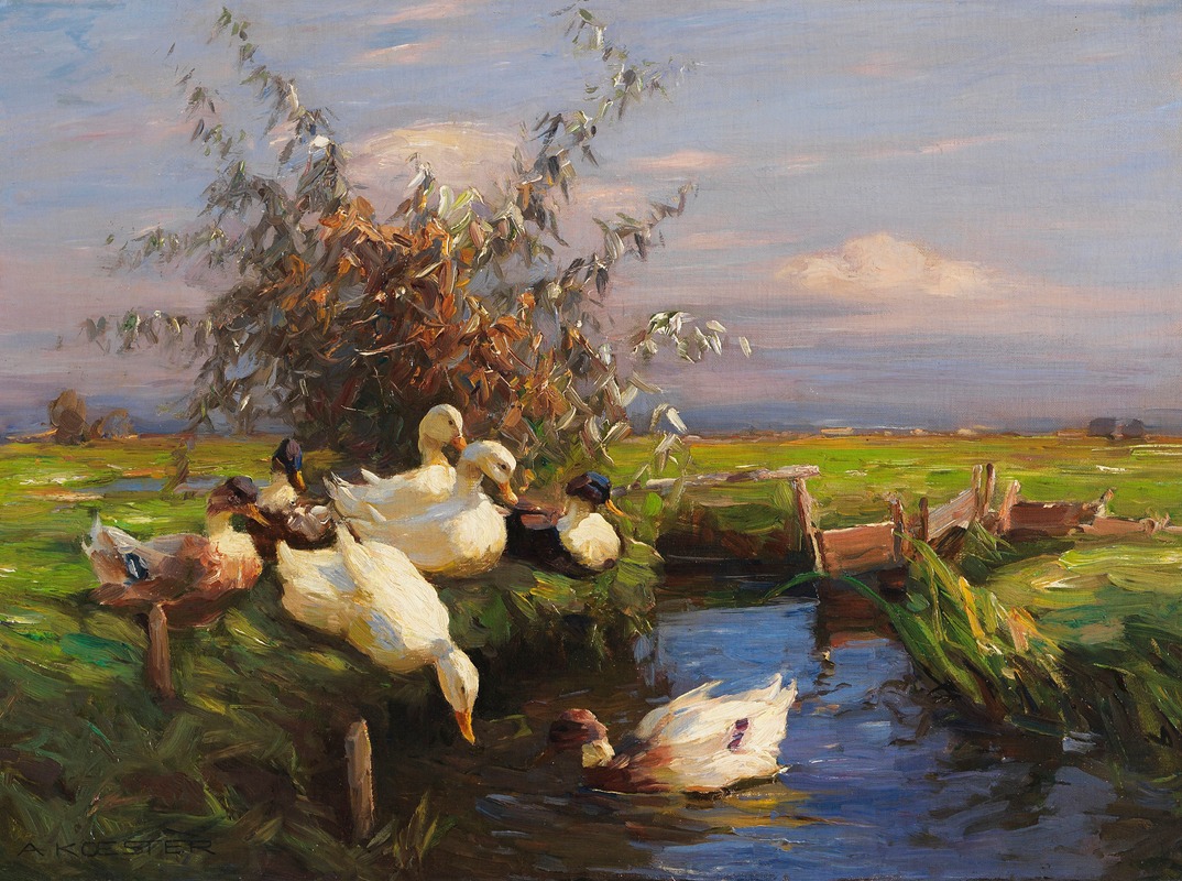 Sieben Enten am Graben by Александр Кёстер — digital art print download