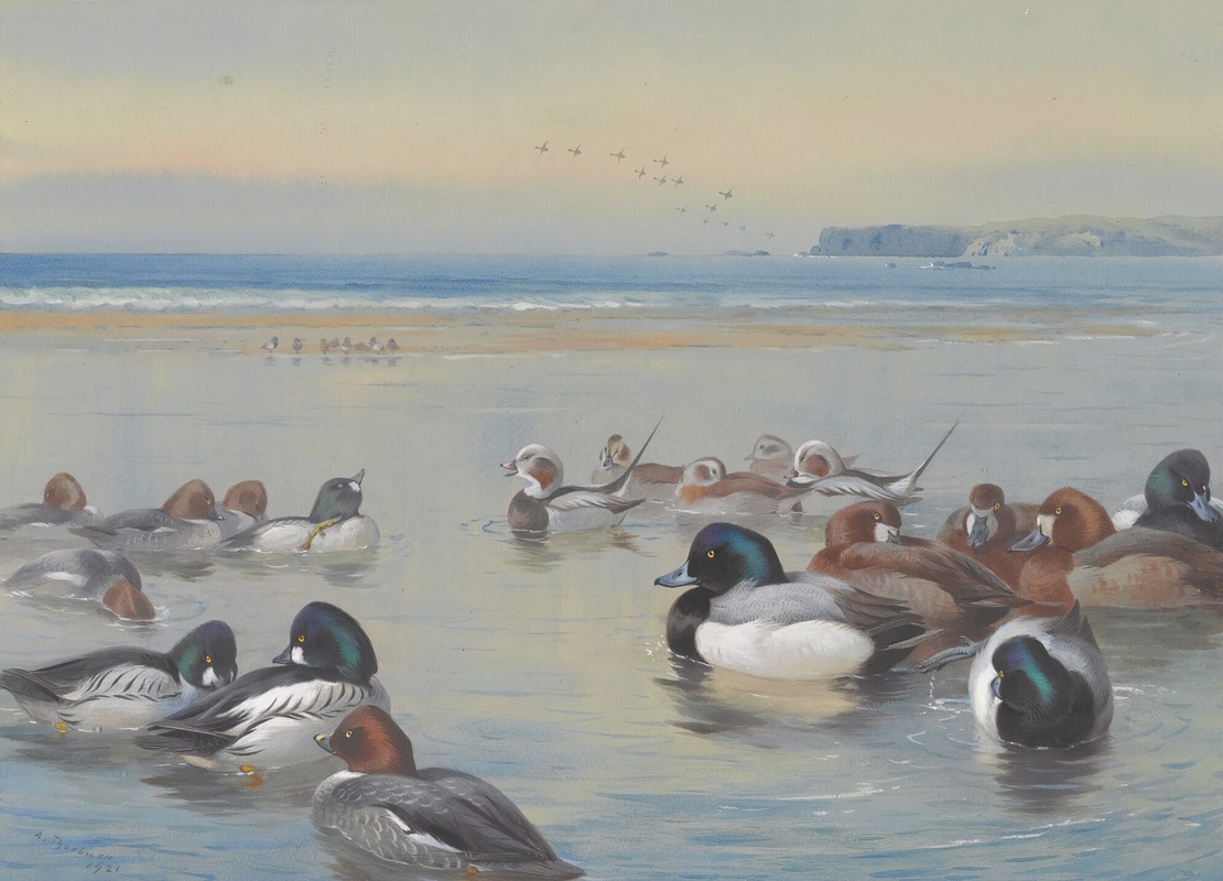 Ducks Along The Shoreline by Арчибальд Торберн, 1921 — digital art print download