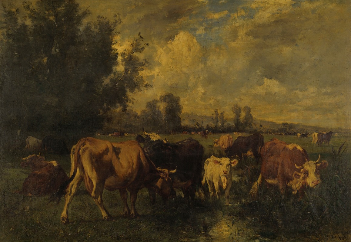 Cattle in a field by Эмиль ван Марке, 1876 — digital art print download