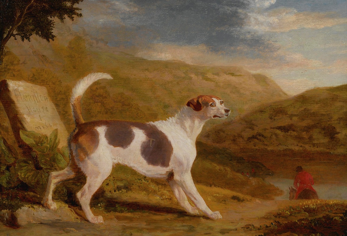 Colonel Thornton's Hound 'lucifer' In A Scottish Landscape — George Garrard